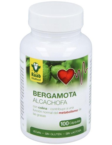 Bergamota y Alcachofa cápsulas 430mg, bote 100ud de Raab Vitalfood
