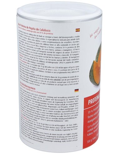 Proteína Pipa de calabaza polvo bio, bote 500g de Raab Vitalfood