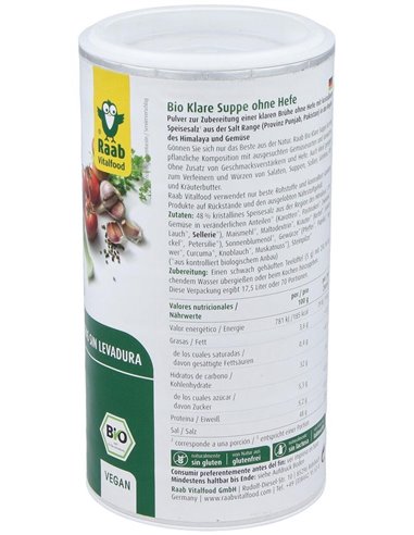 Caldo de verduras sin levadura bio, 350g de Raab Vitalfood