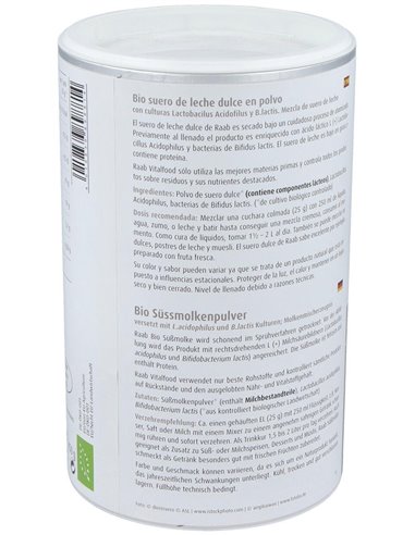 Suero De Leche Dulce Natural Polvo 450Gr. Bio Sg de Raab Vitalfood