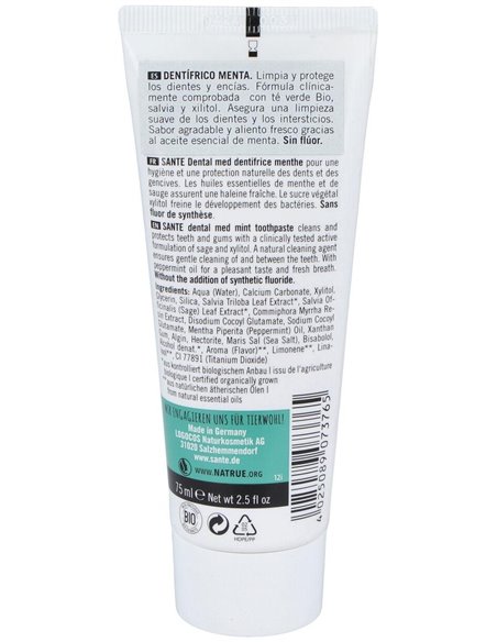 Dentifrico Menta Sin Fluor 75Ml. de Sante Naturkosmetik