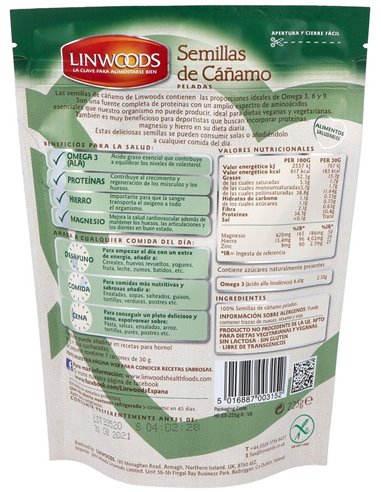 Semillas De Cañamo Peladas 225Gr. de Linwoods