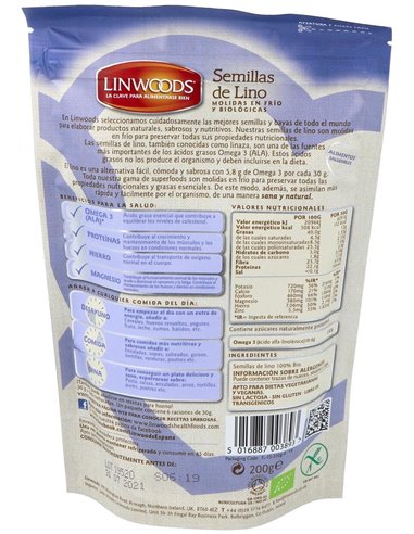 Semillas De Lino Molidas 200Gr. Bio de Linwoods
