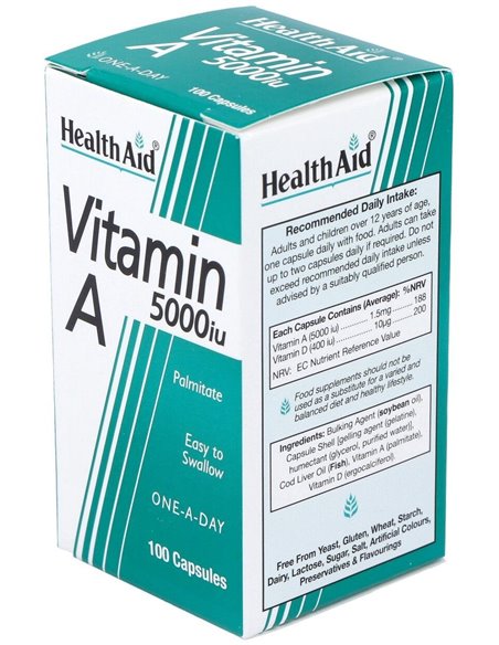 Vitamina A 5.000 Ui 100 Cáps de Health Aid
