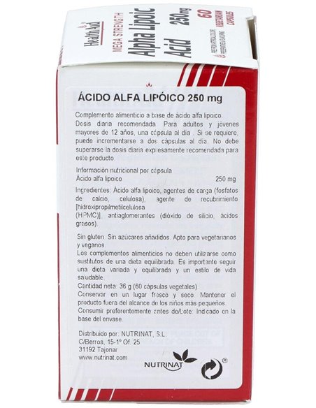Ácido Alfa Lipoico 250 Mg 60 Vcáps de Health Aid