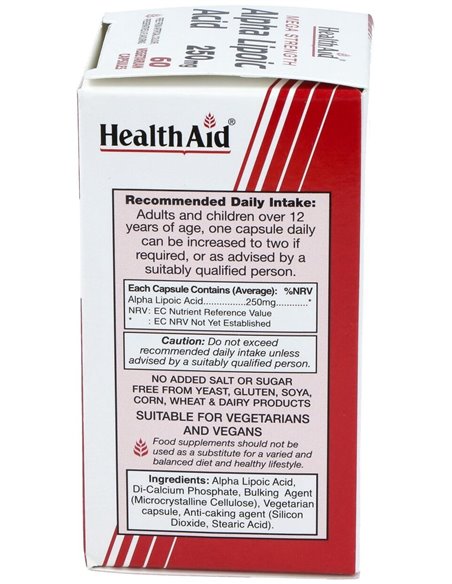 Ácido Alfa Lipoico 250 Mg 60 Vcáps de Health Aid