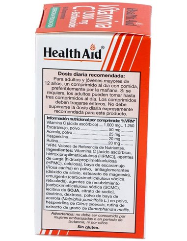 Vitamina C 1.000 Mg + Bioflavonoides 60 Comp de Health Aid