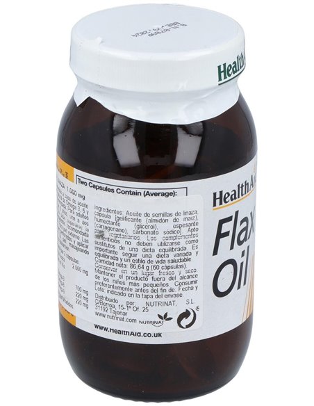 Aceite De Linaza Flaxseed Oil 60Cap. Health Aid de Health Aid