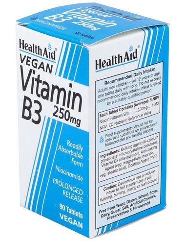 Vit B3 Niacinamida 90Comp. Health Aid de Health Aid
