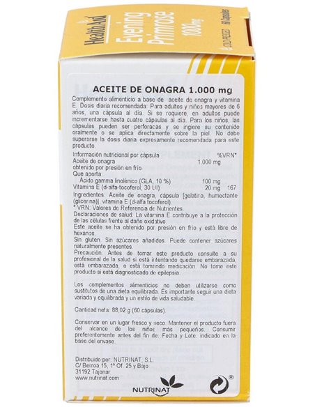 Aceite De Onagra 1.000 Mg 60 Cáps de Health Aid