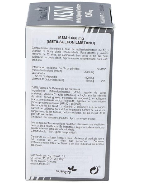 Msm (Metilsulfonilmetano) 1.000 Mg 90 Comp de Health Aid