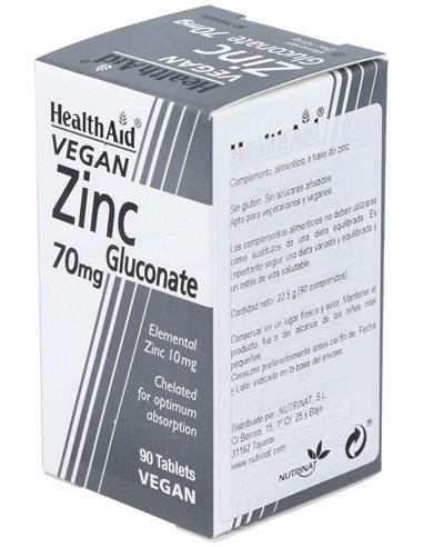Gluconato De Zinc 90Comp.  Health Aid de Health Aid