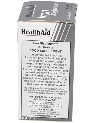Hierro (Bisglicinato) 30 Mg 90 Comp de Health Aid