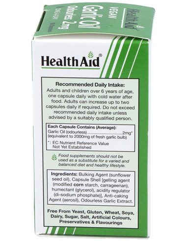 Aceite De Ajo (Allium Sativum) 2 Mg 60 Vcáps de Health Aid