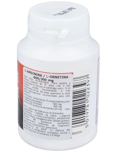 L-Arginina/L-Ornitina 600 Mg/300 Mg 60 Comp de Health Aid