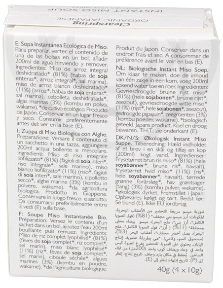 Sopa Miso/Algas Instant Bio 4x10 g  de Clearspring