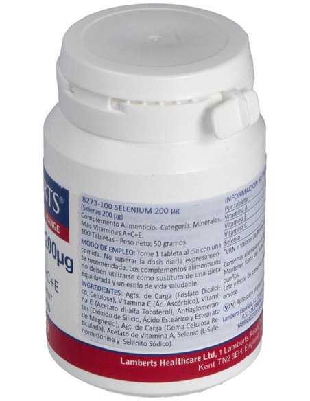 Selenio 200 µg con Vitaminas A+C+E de Lamberts