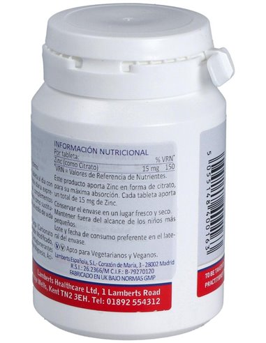 Zinc 15 mg (Como citrato) de Lamberts