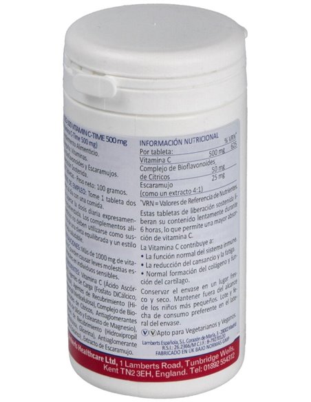 Vitamina C 500 mg + Bioflavonoides Time Release de Lamberts