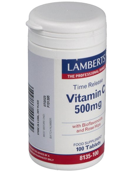 Vitamina C 500 mg + Bioflavonoides Time Release 100 Tabs. de Lamberts