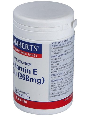 Vitamina E Natural 400 UI 180 Caps. de Lamberts