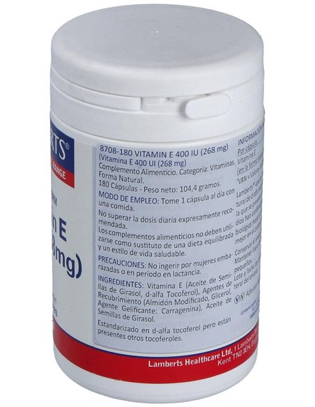 Vitamina E Natural 400 UI de Lamberts