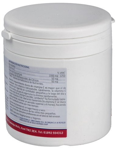 Vitamina C 1000 mg + Bioflavonoides Time Release 180 Tabs. de Lamberts