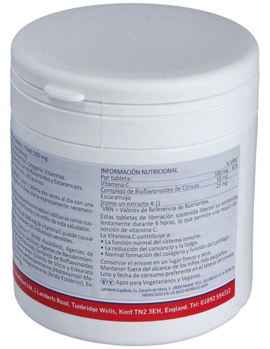 Vitamina C 500 mg + Bioflavonoides Time Release de Lamberts