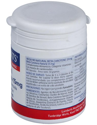Beta caroteno Natural 15 mg de Lamberts