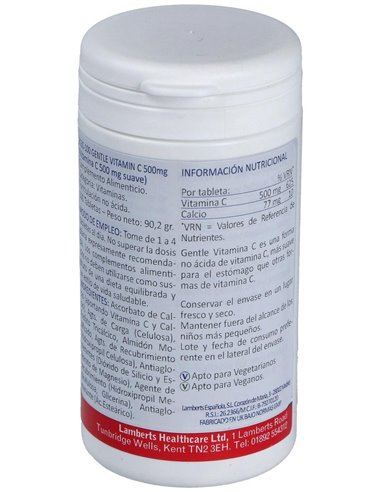 Gentle Vitamina C 500 mg (Forma suave, no ácida) de Lamberts