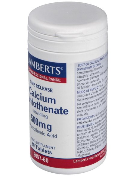 Pantotenato de Calcio 500 mg Lib. Sostenida 60 Tabs. de Lamberts
