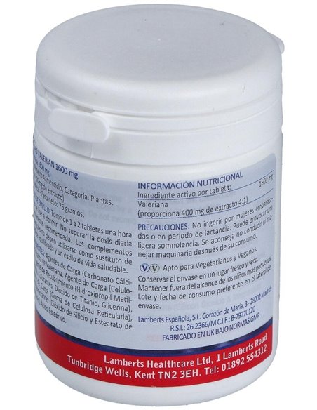 Valeriana 1600 mg (Valeriana officinalis) de Lamberts