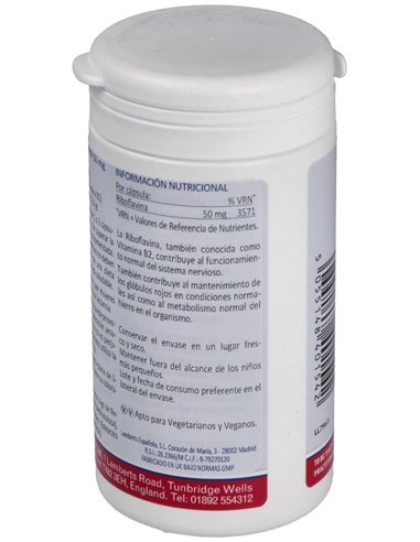 Riboflavina 50 mg (Vitamina B2) 100 Caps. de Lamberts