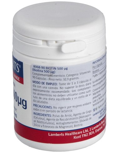 Biotina 500 µg de Lamberts