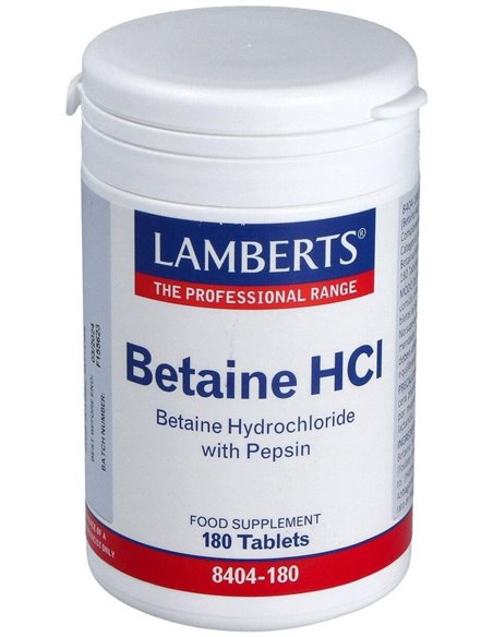 Betaína HCl 324 mg y Pepsina 5 mg de Lamberts