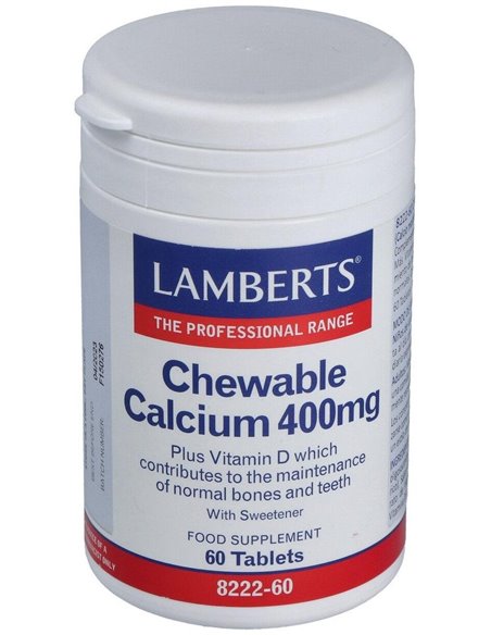 Calcio Masticable 400 mg (Con Vitamina D3 y FOS) de Lamberts