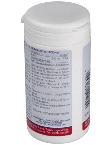 Nicotinamida 250 mg (Vitamina B3) 100 Tabs. de Lamberts