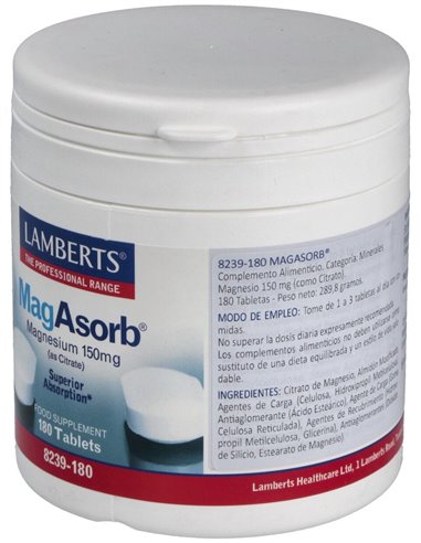 MagAsorb® (Magnesio 150 mg como citrato) 180 Tabs. de Lamberts