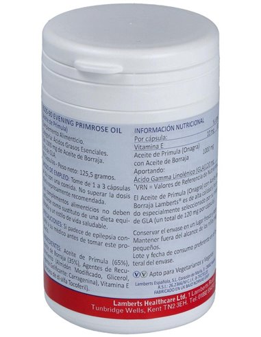 Aceite de Prímula y Borraja 1000 mg 90 Caps. de Lamberts