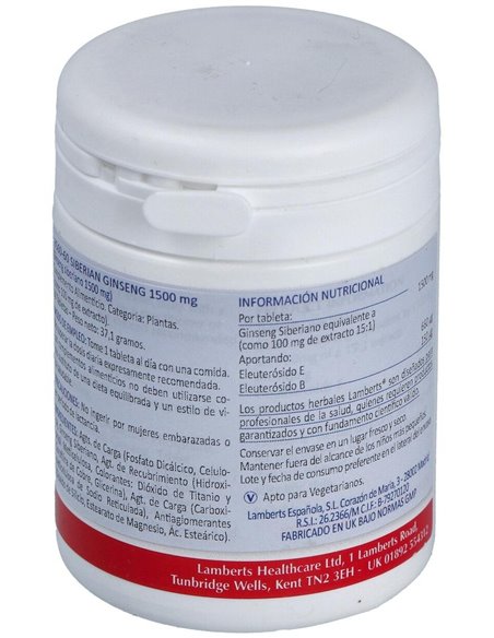Ginseng Siberiano 1500 mg de Lamberts