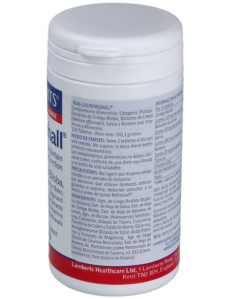 Refreshall® (Vit, Min, Gingko, Melisa, Romero +) 120 Tabs. de Lamberts