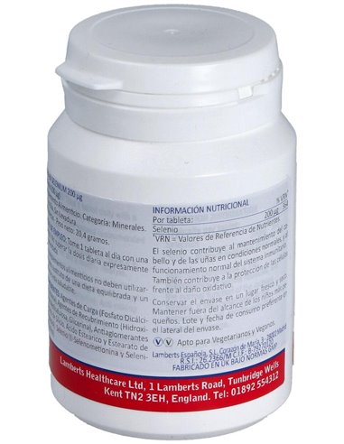 Selenio 200 µg (Como L-Selenometionina) 60 Tabs. de Lamberts