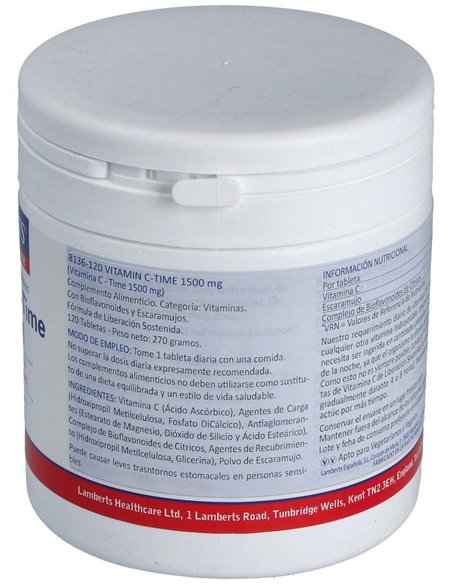 Vitamina C 1500 mg + Bioflavonoides Time Release 120 Tabs. de Lamberts
