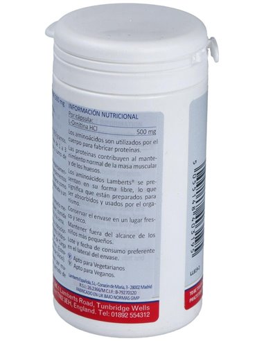 L-Ornitina HCl 500 mg 60 Caps. de Lamberts