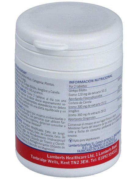 Veintain® (Ginkgo+Canela+Jengibre) 60 Tabs. de Lamberts