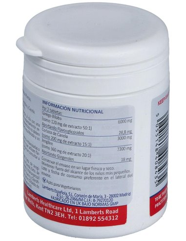 Veintain® (Ginkgo+Canela+Jengibre) 60 Tabs. de Lamberts