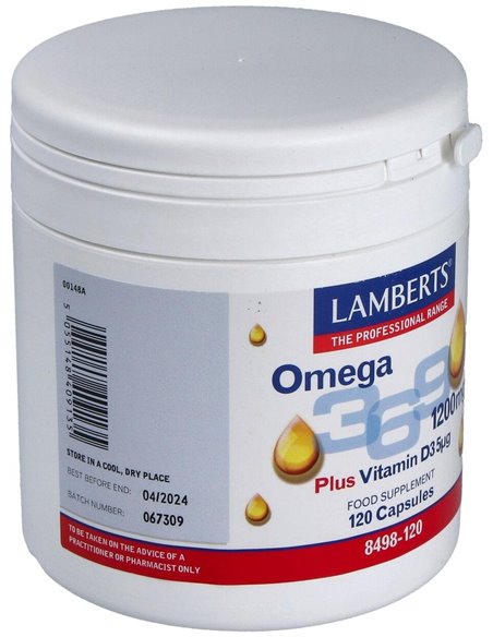 Omega 3,6,9 1200 mg + Vitamina D3 120 Caps. de Lamberts