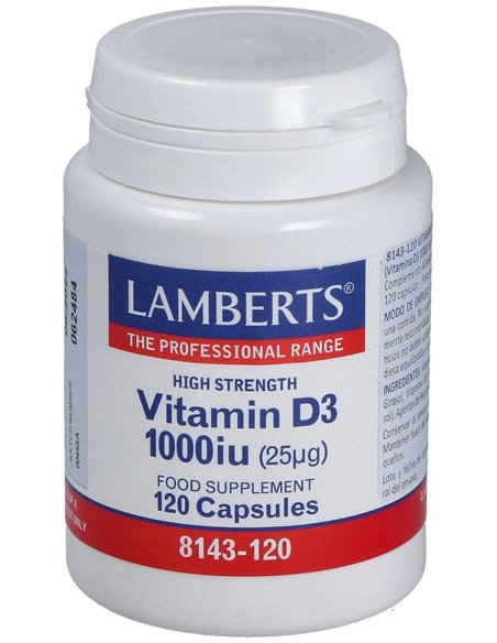 Vitamina D3 1000 UI (25 µg) 120 Caps. de Lamberts