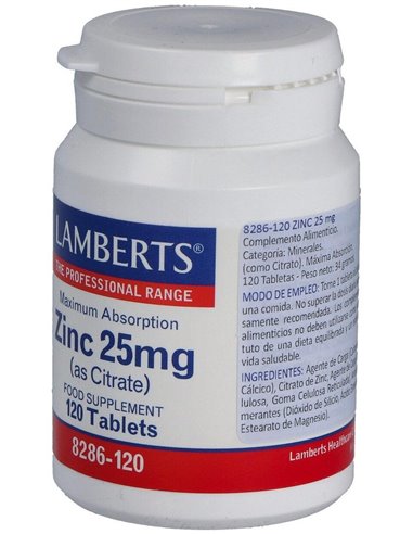 Zinc 25 mg (Como citrato) de Lamberts