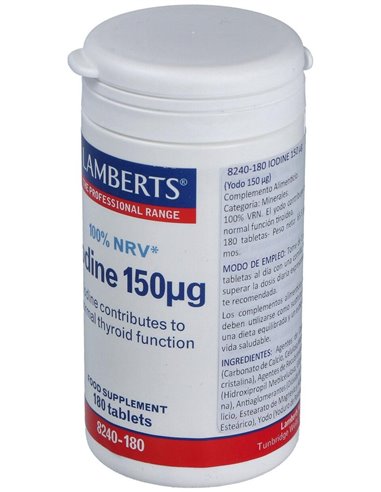 Yodo 150 µg (Como yoduro de potasio) 180 Tabs. de Lamberts